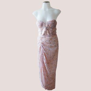Adeirlina Strapless Floral Ruched Midi Dress